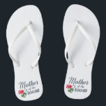 Mother of the Groom Wedding Calligraphy Flip Flops<br><div class="desc">For further customization, please click the "Customize" button and use our design tool to modify this template. If the options are available, you may change text and image by simply clicking on "Edit/Remove Text or Image Here" and add your own. If you wish to have this design added to a...</div>