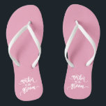 Mother of the Groom Wedding Calligraphy Flip Flops<br><div class="desc">For further customization, please click the "Customize" button and use our design tool to modify this template. If the options are available, you may change text and image by simply clicking on "Edit/Remove Text or Image Here" and add your own. If you wish to have this design added to a...</div>