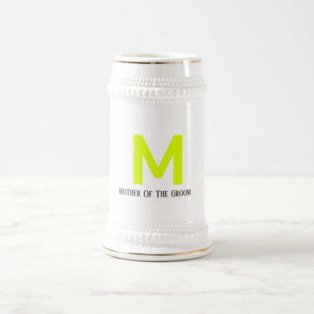 Mother Of The Groom Wedding Fluorescent Yellow Beer Stein (Center)