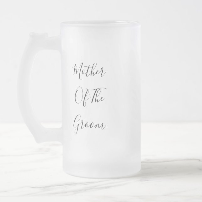 Mother Of The Groom Wedding Gift Favor Modern Cool Frosted Glass Beer Mug (Left)