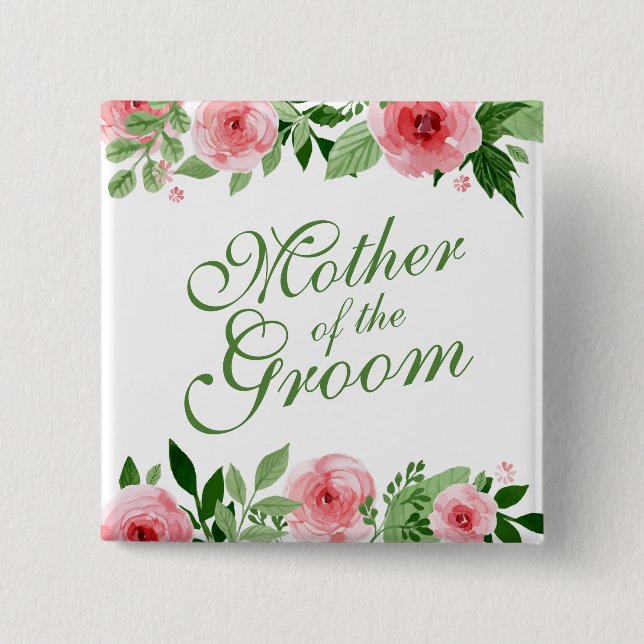Mother of the Groom Wedding Pin Button (Front)