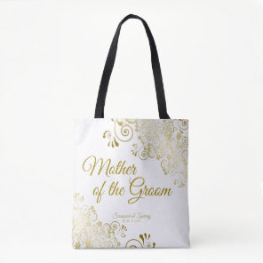 Mother of the Groom Wedding Tote Bag Gold White