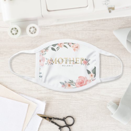 Mother of the Groom Wedding Watercolor Roses White Face Mask