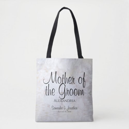 Mother of the Groom White Peonies  Hearts Elegant Tote Bag