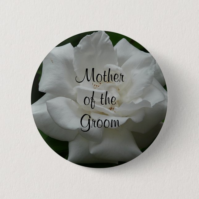 Mother of the Groom, White Rose Button (Front)