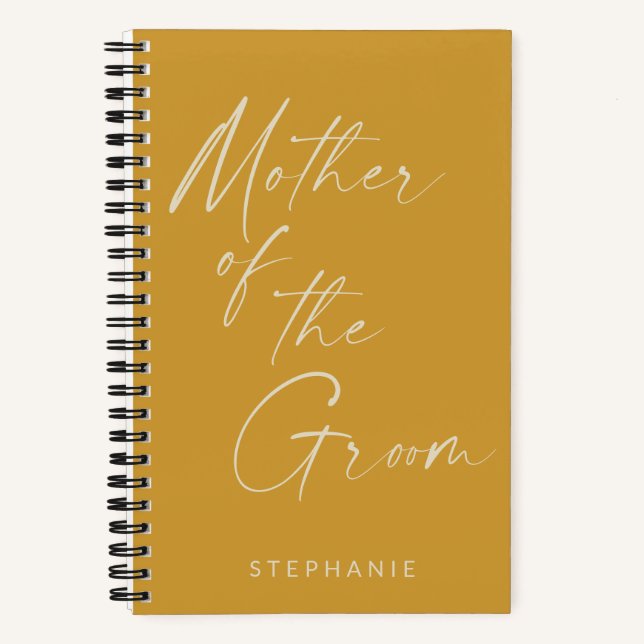 Mother of the Groom Yellow Personalized Wedding Notebook (Front)