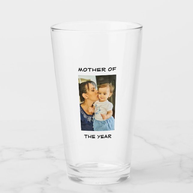 Mother Of The Year Personalized Custom Photo Mommy Glass (Front)