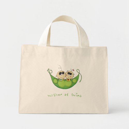 Mother of twins _ 2 Peas in a pod _ boy girl Mini Tote Bag