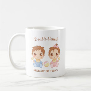 Mother of Twins Baby Boy and Girl Coffee Mug