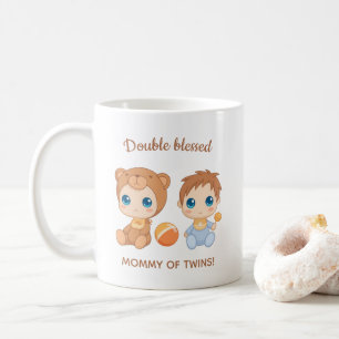 Mother of Twins Baby Boy Bear Jumpsuit Coffee Mug