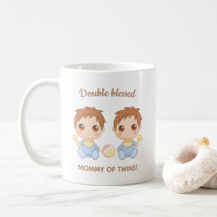 Personalized Watercolor Mom Blessed With Boys Mug, Mom of Sons, Toddler Mom,  Baby Boy Mom, Custom Mom and Boys Gift 