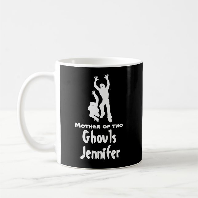 Mother of Two Ghouls Funny Mom Halloween Mug (Left)