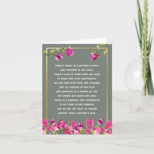 Mother or New Mom Poem Floral Mothers Day Card