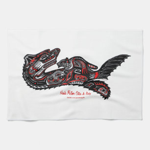 Mother Otter & Baby Haida Art Kitchen Tea-Towel Towel