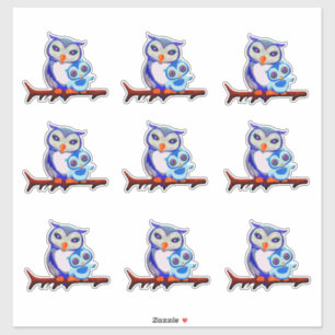 Mother Owl and Baby Sheet of Sticker