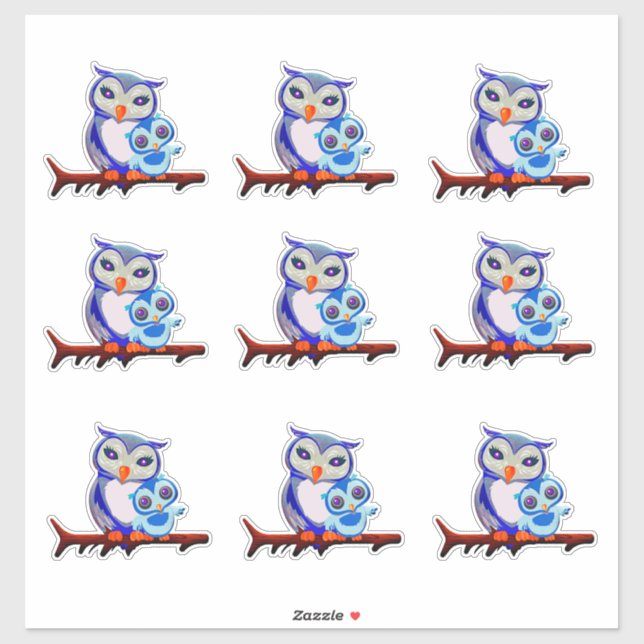 Mother Owl and Baby Sheet of Sticker (Sheet)