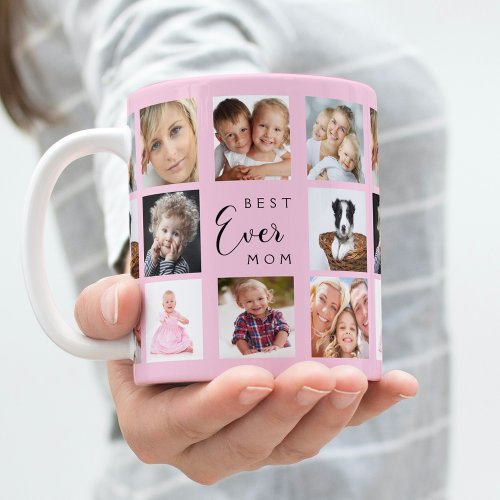 Mother photo collage pink coffee mug
