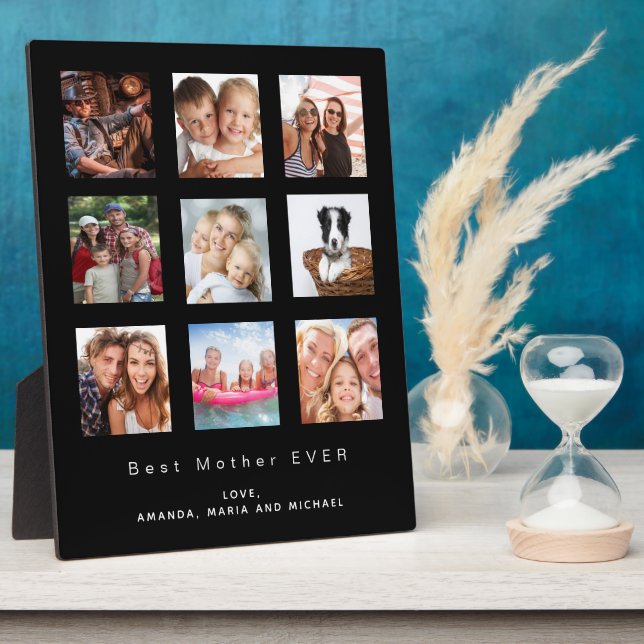 Mother photo family collage black plaque (Side)