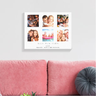 Mother photo family collage white canvas print