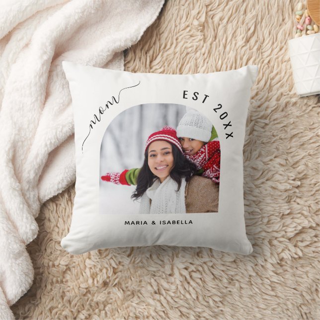 Mother photo white mom children kids  throw pillow (Blanket)