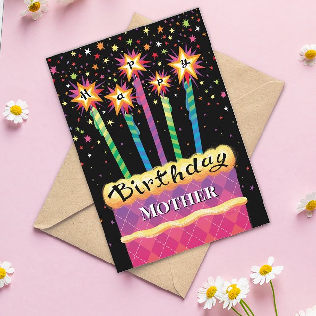 Mother Pink Birthday Cake  Card (Creator Uploaded)