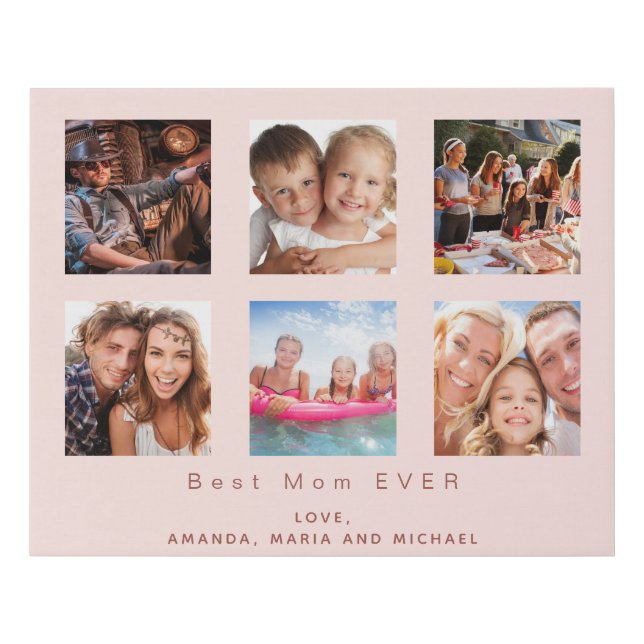 Mother pink photo family collage faux canvas print (Front)