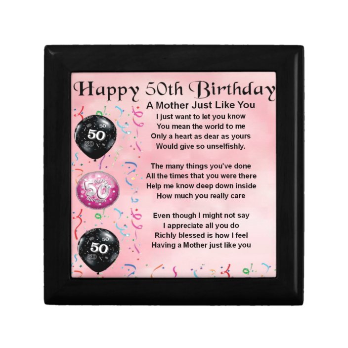 Mother Poem 50th Birthday Gift Box Mother Poem 50th Birthday Gift Box