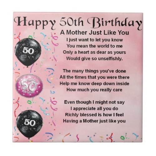 Mother Poem  _  50th Birthday Tile