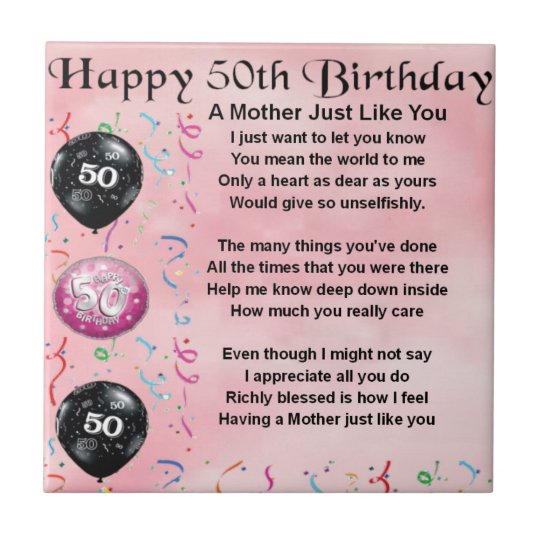 Mother Poem 50th Birthday Tile 