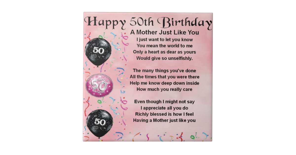 Mother Poem 50th Birthday Tile