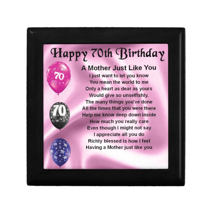 Mother Poem 70th Birthday Jewelry Box Zazzle