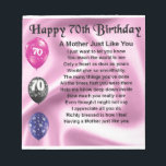 Mother Poem - 70th Birthday Notepad<br><div class="desc">A great gift for a mother on her 70th birthday</div>