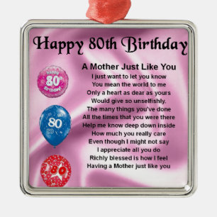 Mother Poem - 80th Birthday Metal Ornament