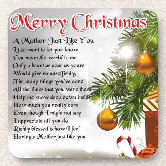 Mother Poem - Christmas Design Coaster | Zazzle.com