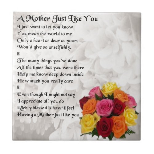 Mother Poem _ Flowers Tile