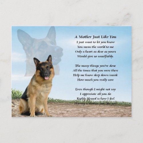 Mother poem _ German Shepherd Dog Postcard