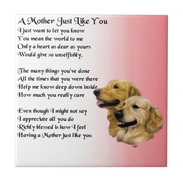 Mother Poem - Golden Retriever Design Ceramic Tile (Front)