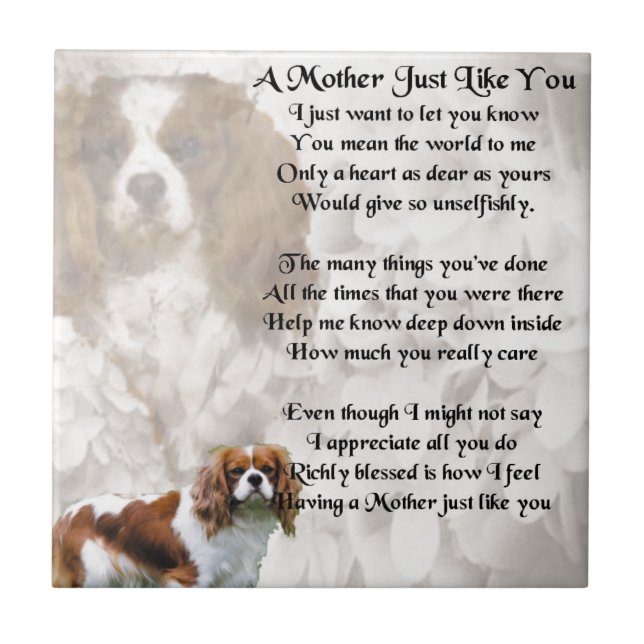 Mother Poem - King Charles Spaniel Design Tile (Front)