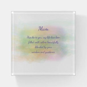 Mother Poem Pastel Watercolor Paperweight