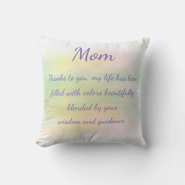 Mother Poem Pastel Watercolor Throw Pillow (Front)