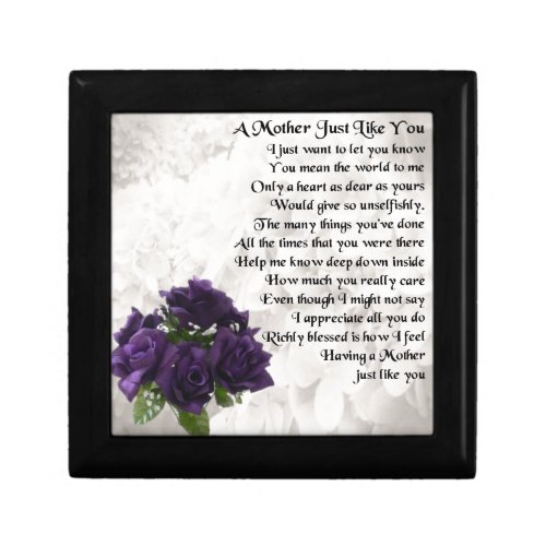 Mother Poem  _  Purple Roses Jewelry Box