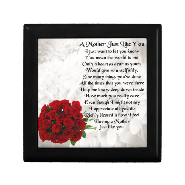 Mother Poem  -  Red Roses Design Gift Box (Front)