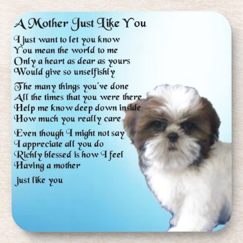 Mother Poem  _  Shih Tzu Design Coaster