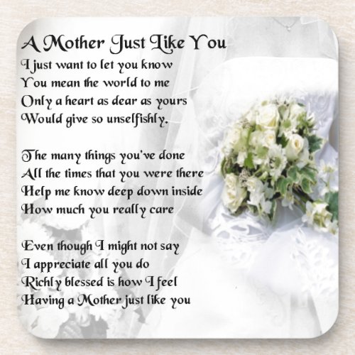 Mother Poem _ Wedding Bouquet Design Coaster