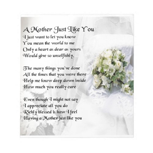 Mother Poem _ Wedding Bouquet Design Notepad