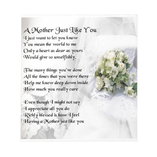 Mother Poem - Wedding Bouquet Design Notepad | Zazzle.com