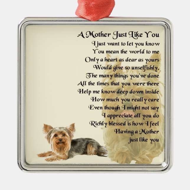 Mother Poem -  Yorkshire Terrier Design Metal Ornament (Front)