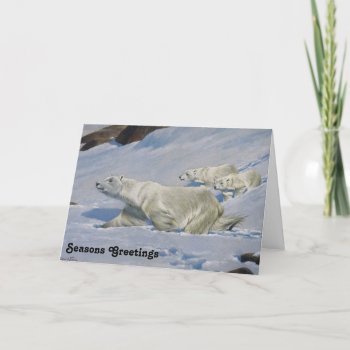 Mother Polar Bear And Cubs Holiday Card by santasgrotto at Zazzle