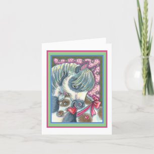 MOTHER PONY & HER CUTE VALENTINE FILLY, HORSE HOLIDAY CARD
