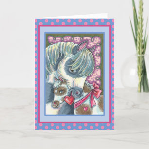 MOTHER PONY & HER CUTE VALENTINE FILLY, HORSE HOLIDAY CARD